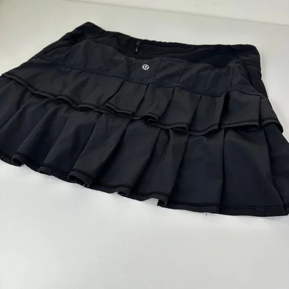 Lululemon Run Pace Setter Skirt Black Pickleball Tennis With Built-In Shorts 8 - Picture 3 of 9